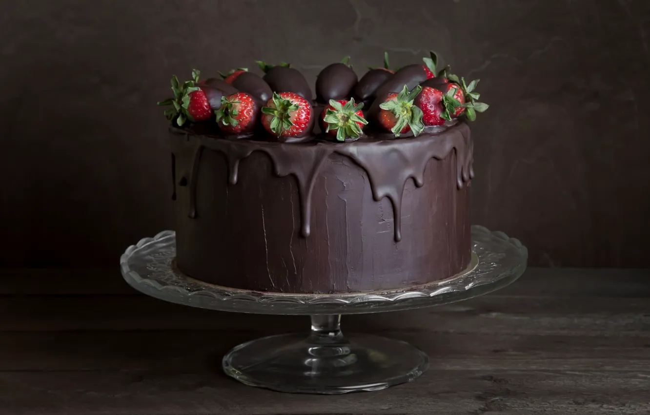 Photo wallpaper food, chocolate, strawberry, cake