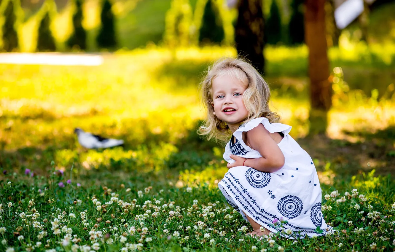 Photo wallpaper summer, look, small, dress, girl
