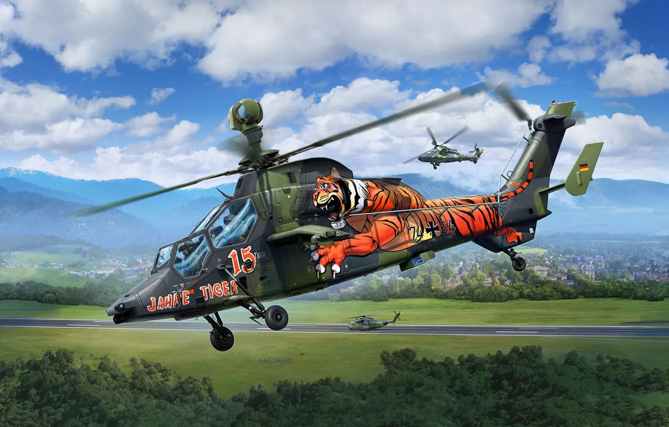 Photo wallpaper Germany, The Bundeswehr, Eurocopter Tiger, attack helicopter, Stu Shepherd, PAH-2