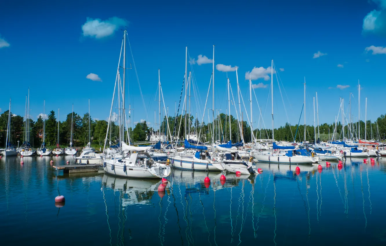 Photo wallpaper yacht, Bay, Finland