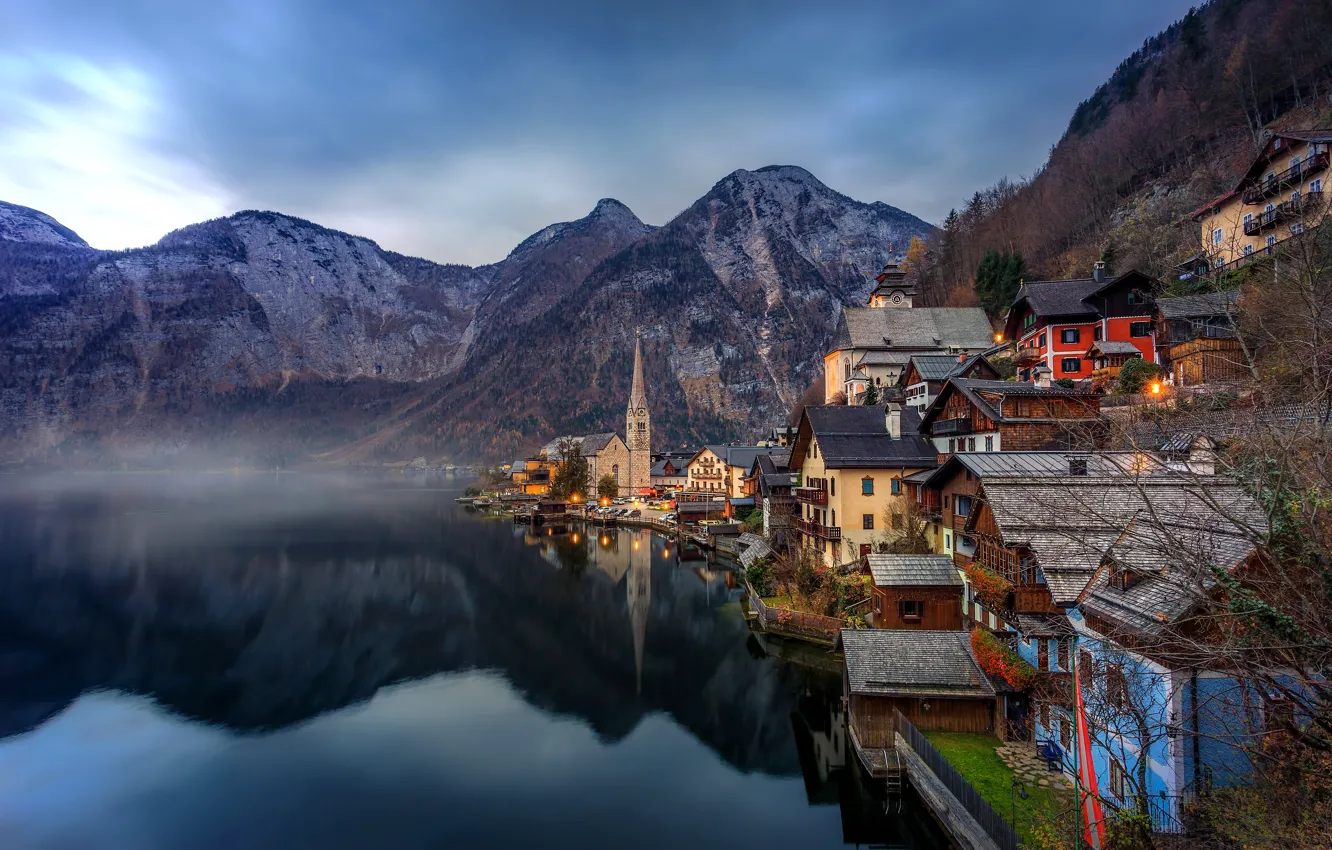Photo wallpaper landscape, mountains, lake, reflection, home, Austria, Alps, Austria
