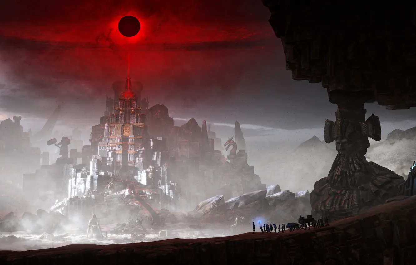 Photo wallpaper landscape, another world, black hole