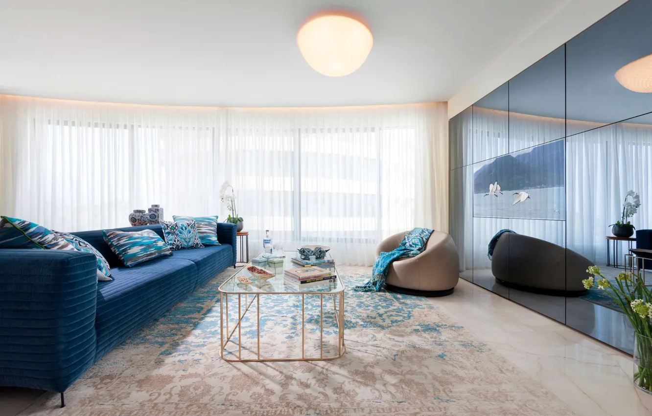 Photo wallpaper room, interior, living room, Blue Ocean Home