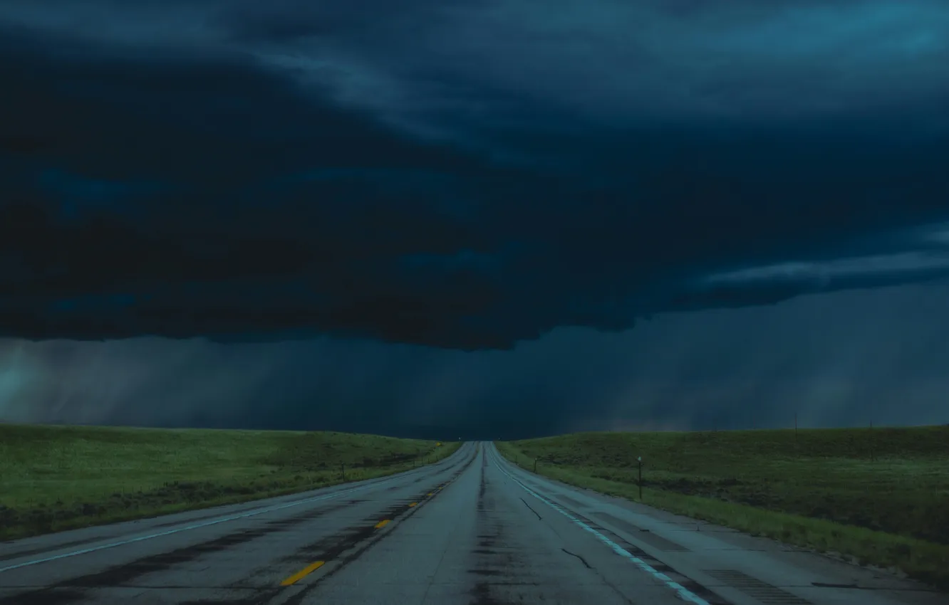 Photo wallpaper USA, Los Angeles, Jessica Christian, a road with grass and clouds