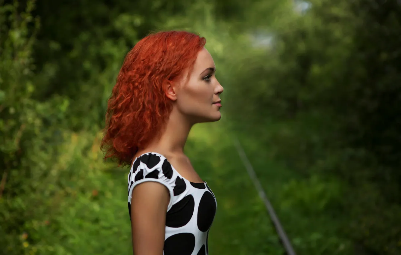 Photo wallpaper portrait, profile, redhead, Lena