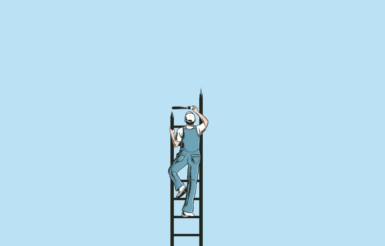 Photo wallpaper people, minimalism, art, ladder, Chow Hon Lam
