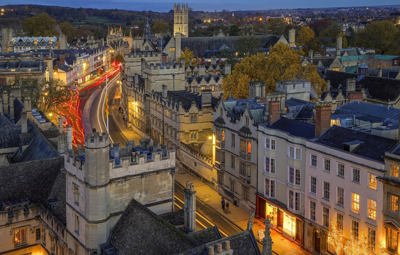 Photo wallpaper lights, England, home, Oxford