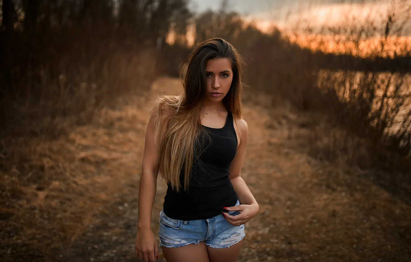 Photo wallpaper nature, sexy, pose, model, shorts, makeup, Mike, figure