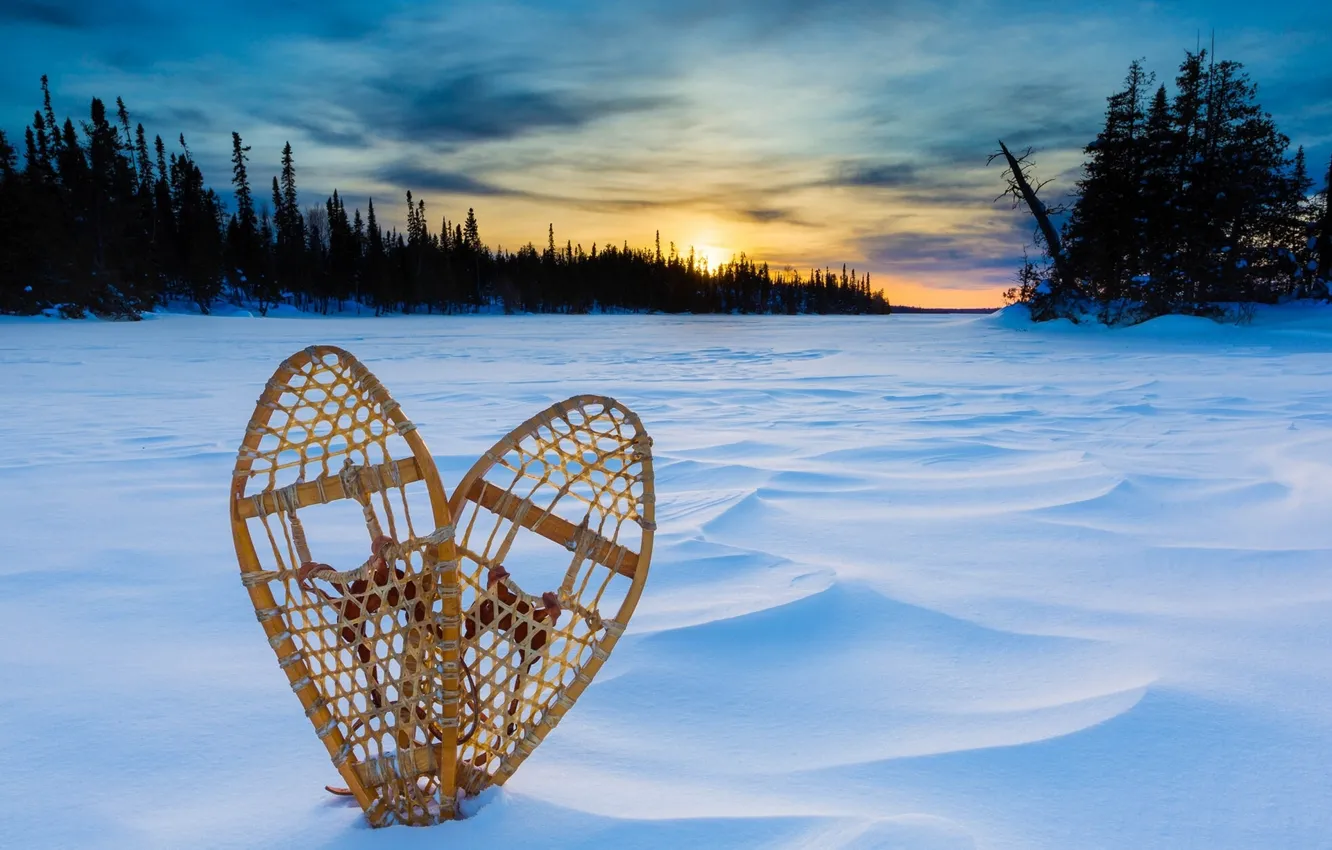 Photo wallpaper winter, snow, sunset, Canada, Ontario, Canada, Ontario, Thunder Bay