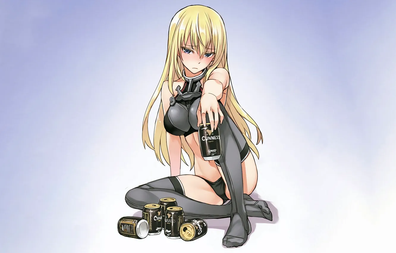 Photo wallpaper girl, sexy, thighhighs, long hair, boobs, anime, beautiful, pretty