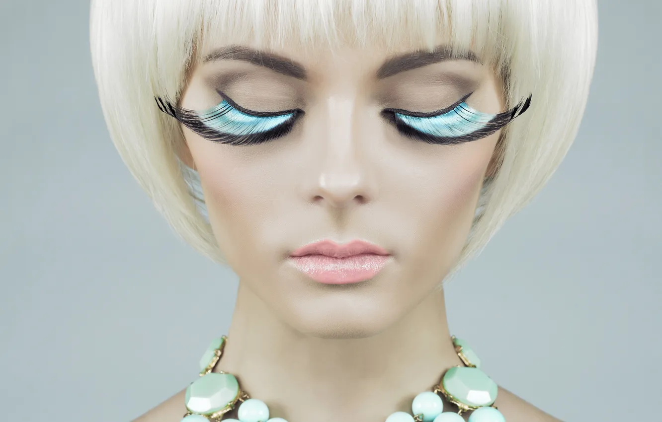 Photo wallpaper girl, decoration, face, eyelashes, model, blonde, lips