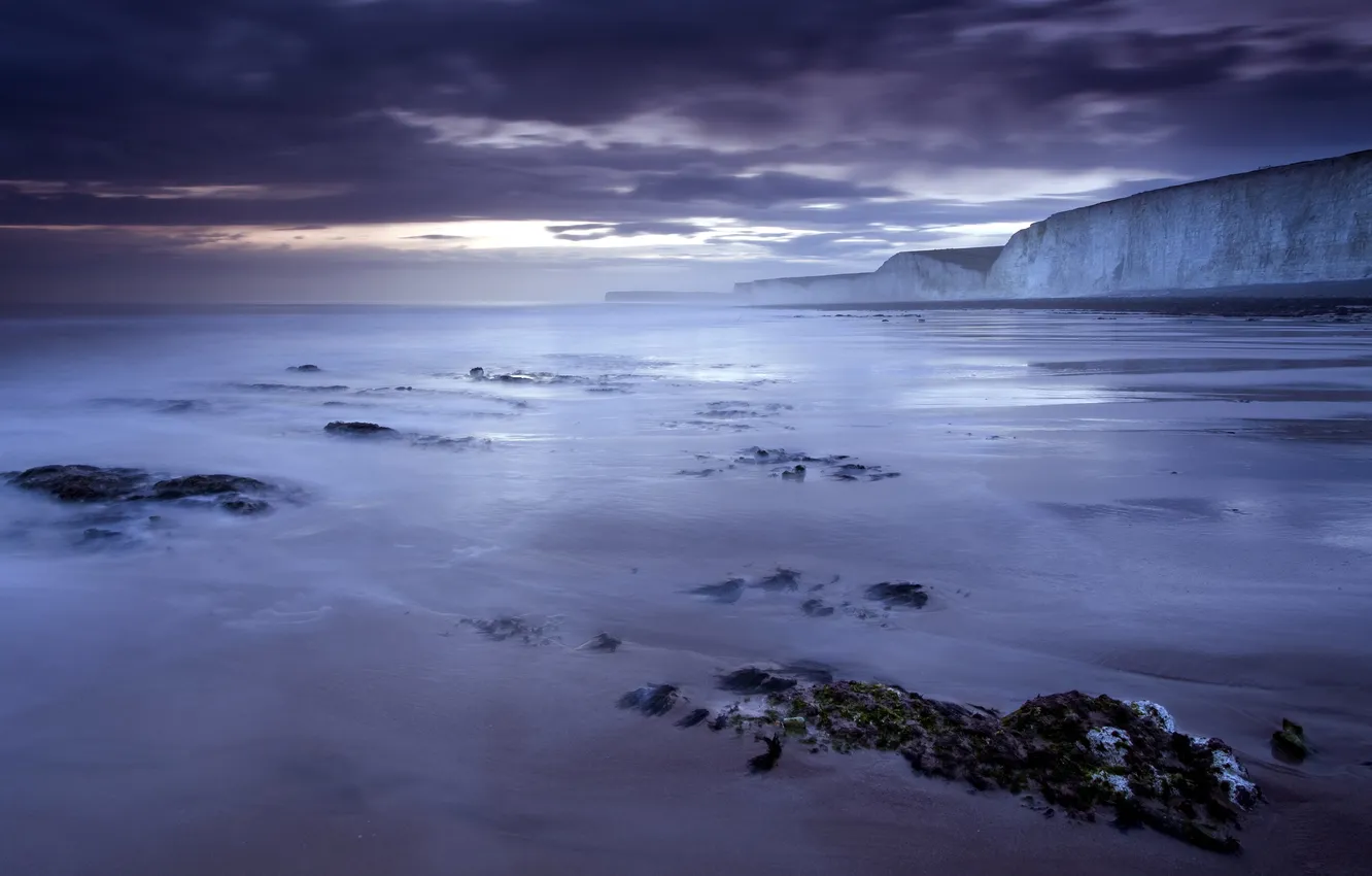 Photo wallpaper sea, landscape, night, shore