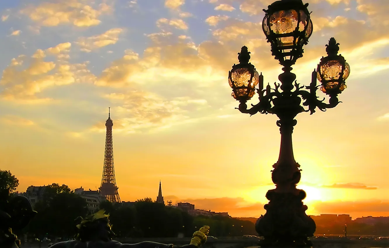 Photo wallpaper lights, Paris, the evening, lights, Paris, sunset, France, street