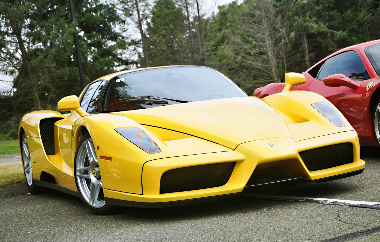 Photo wallpaper yellow, color, Ferrari, Enzo