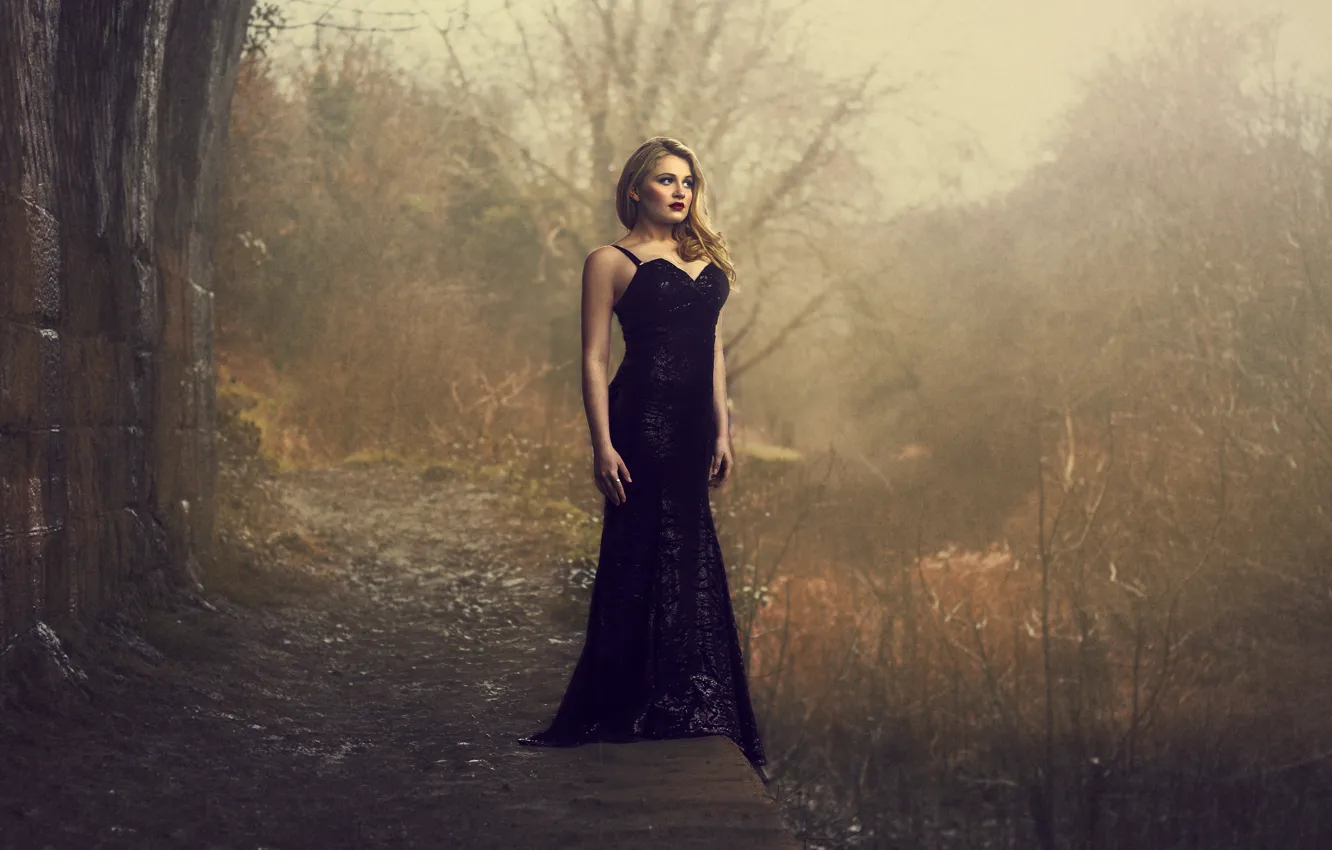 Photo wallpaper eyes, girl, girl, black dress, eyes, black dress, under the bridge, Under the Bridge