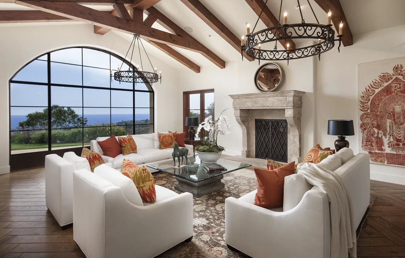 Photo wallpaper design, style, interior, fireplace, living space