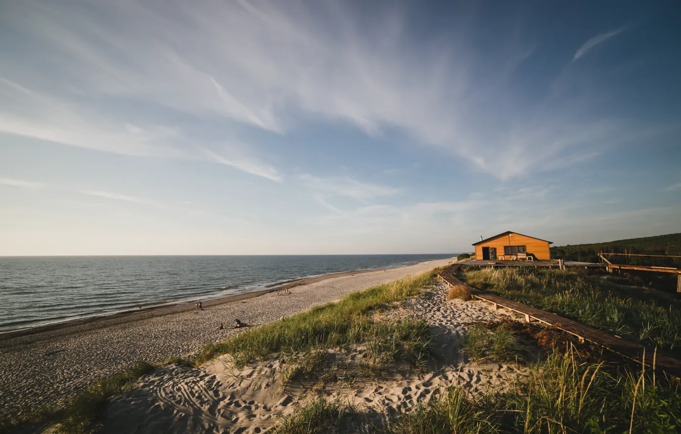 Photo wallpaper sea, sunset, Kaliningrad, The Curonian spit, Zelenogradsk