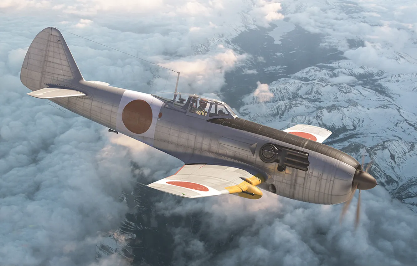 Photo wallpaper Interceptor, single-metal fighter, Nakajima Ki-87