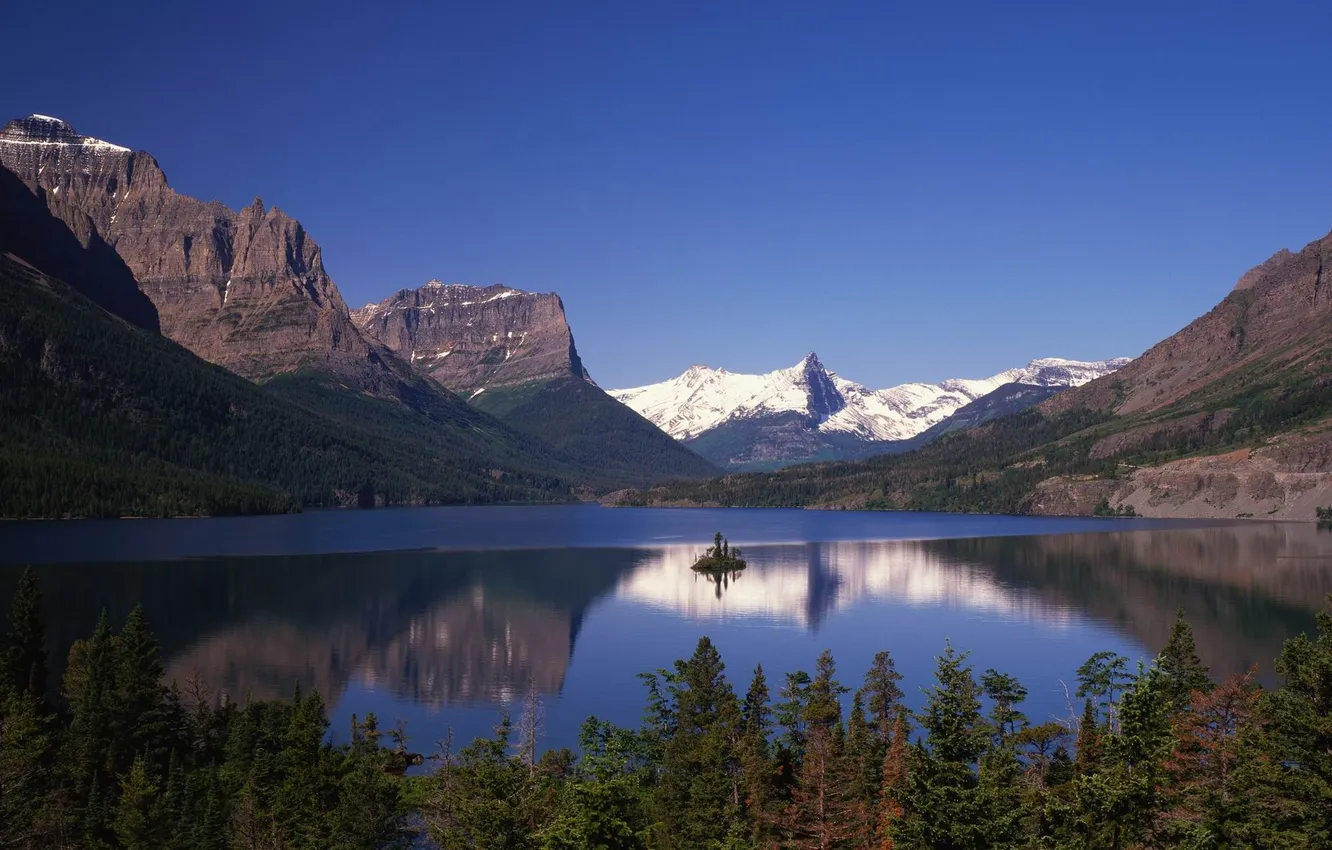 Photo wallpaper USA, forest, trees, landscape, nature, water, mountains, lake
