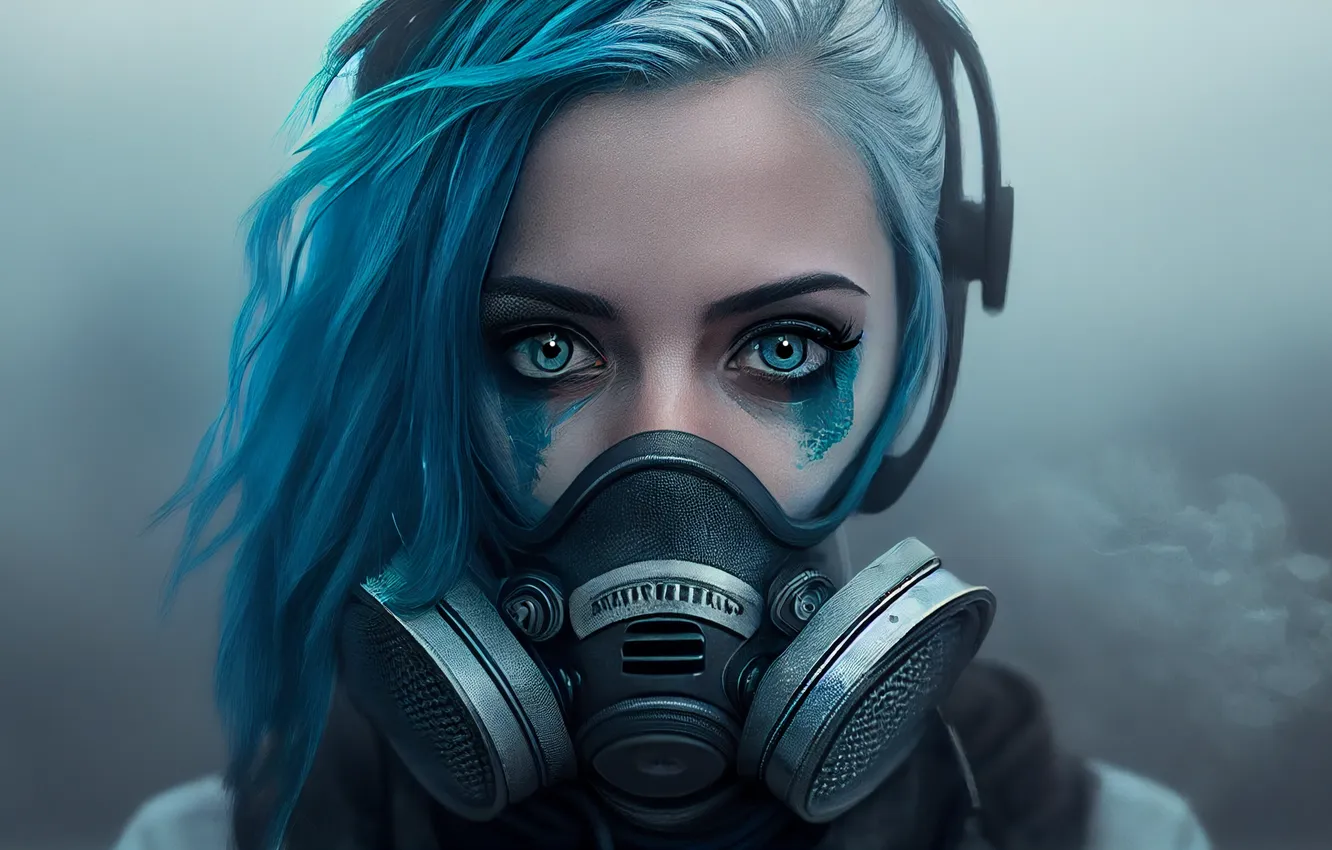 Wallpaper Girl, Gas Mask, Cyberpunk, AI Generated for mobile and ...