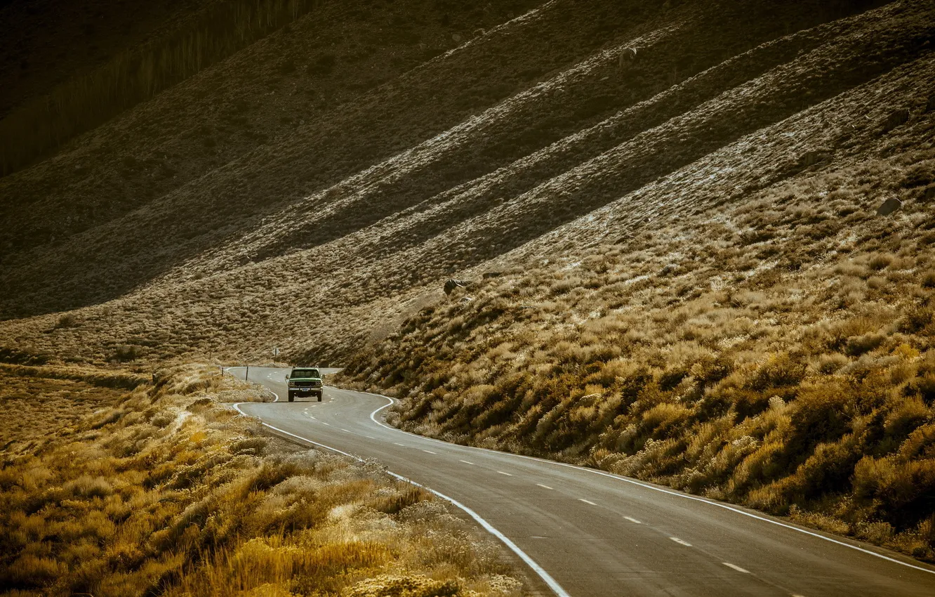 Photo wallpaper west, america, united states, pickup, roads-curve