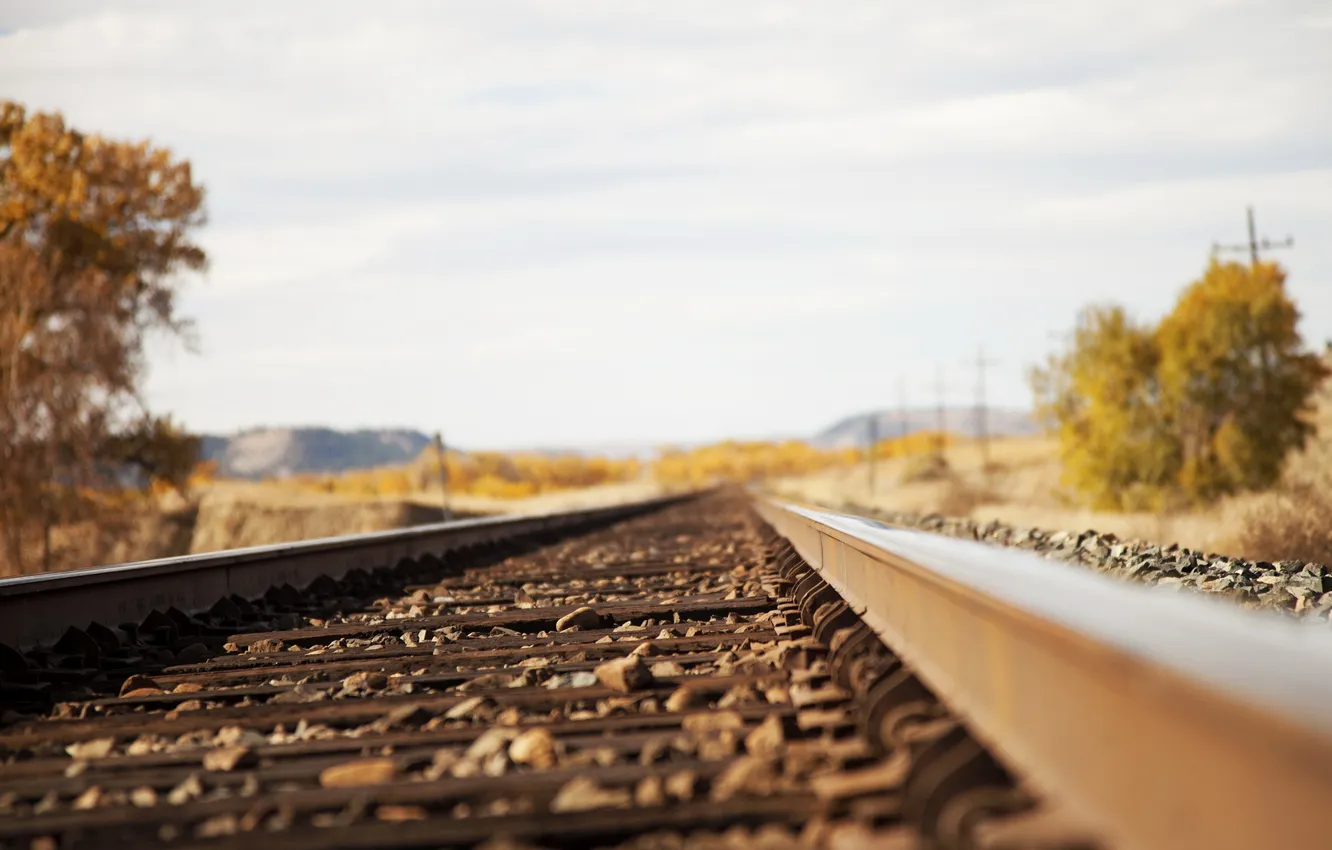 Photo wallpaper macro, landscape, railroad