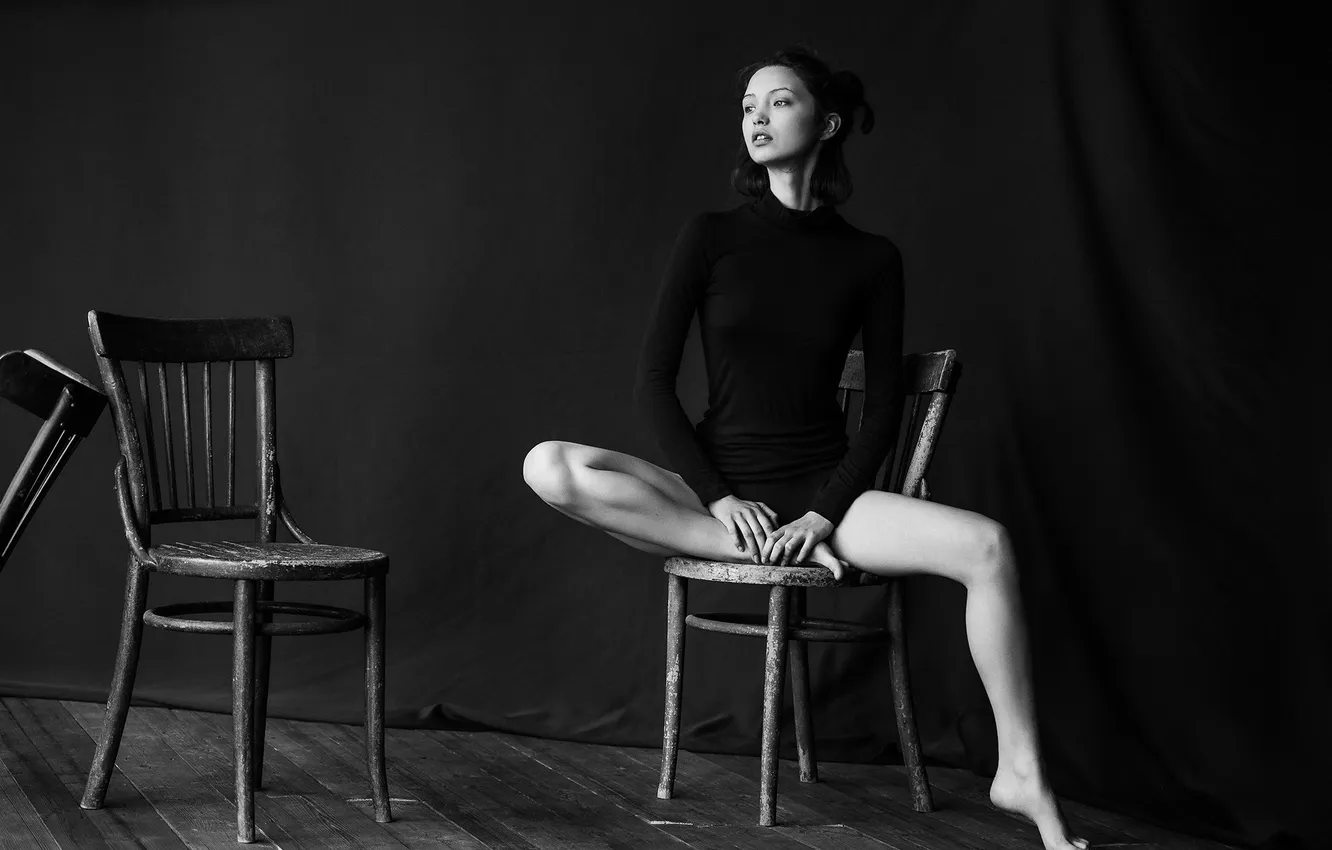 Photo wallpaper black and white, monochrome, Sophie, Ivan Kovalev