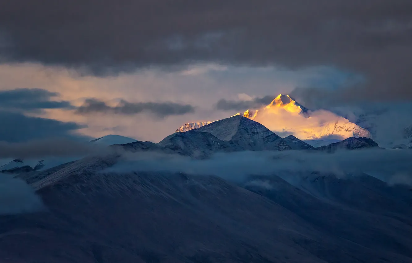 Photo wallpaper clouds, mountains, Tibet