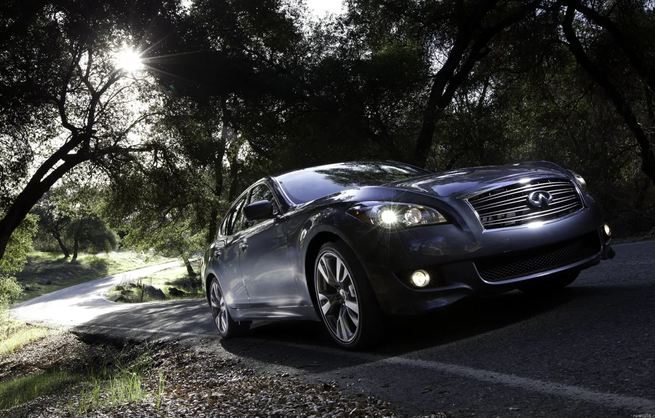 Photo wallpaper road, forest, Infinity