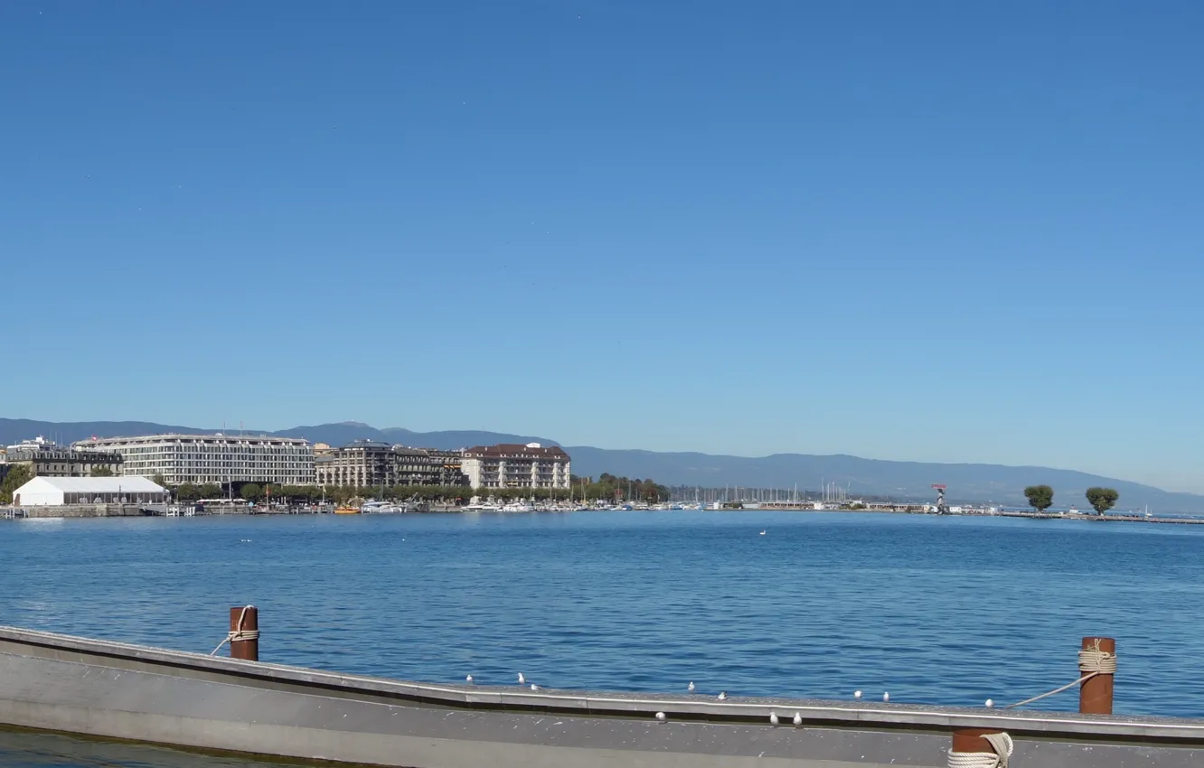 Photo wallpaper europa, Switzerland, Lac Leman, Lake Geneva, Geneva-Panorama