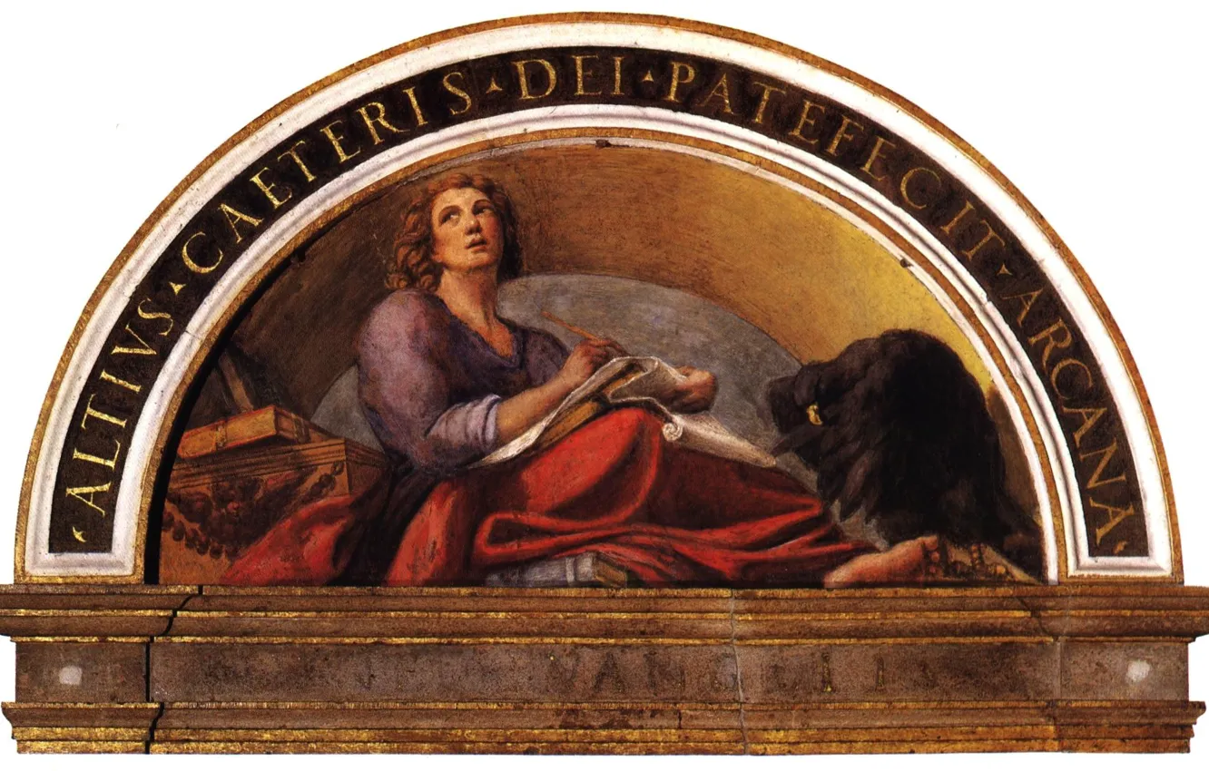 Photo wallpaper arch, eagle, Antonio Allegri Correggio, religious painting, SV. John The Baptist