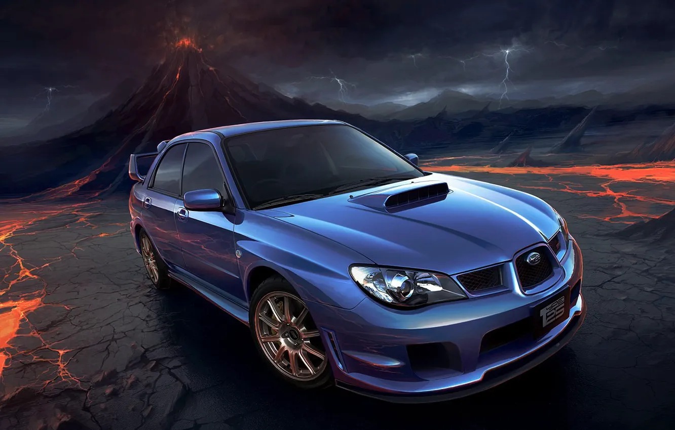 Photo wallpaper zipper, Auto, Subaru, Impreza, the volcano