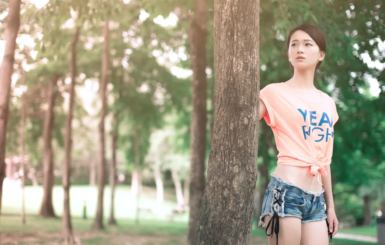 Photo wallpaper look, girl, Asian