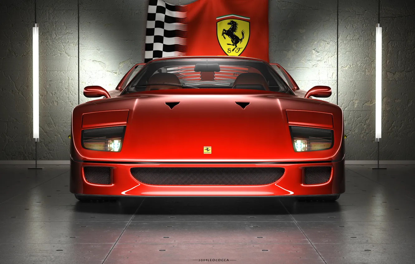 Photo wallpaper red, logo, Ferrarif40