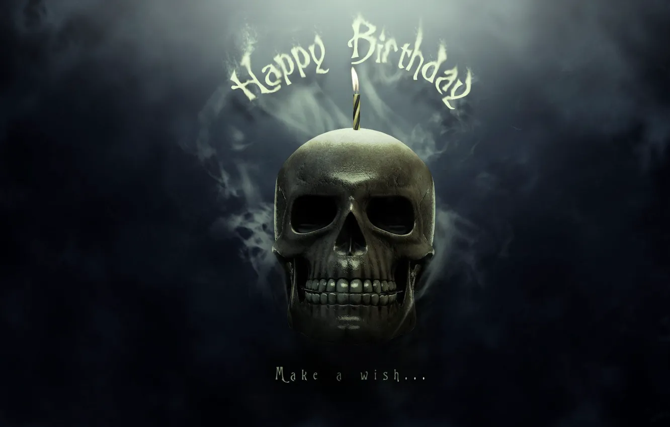 Photo wallpaper smoke, skull, Happy Metal Birthday