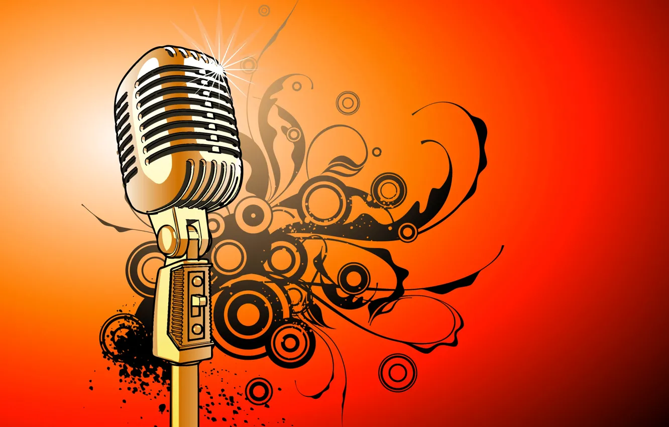 Photo wallpaper vector, microphone, sounds