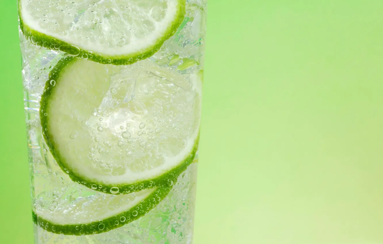 Photo wallpaper glass, lime, drink, lemonade