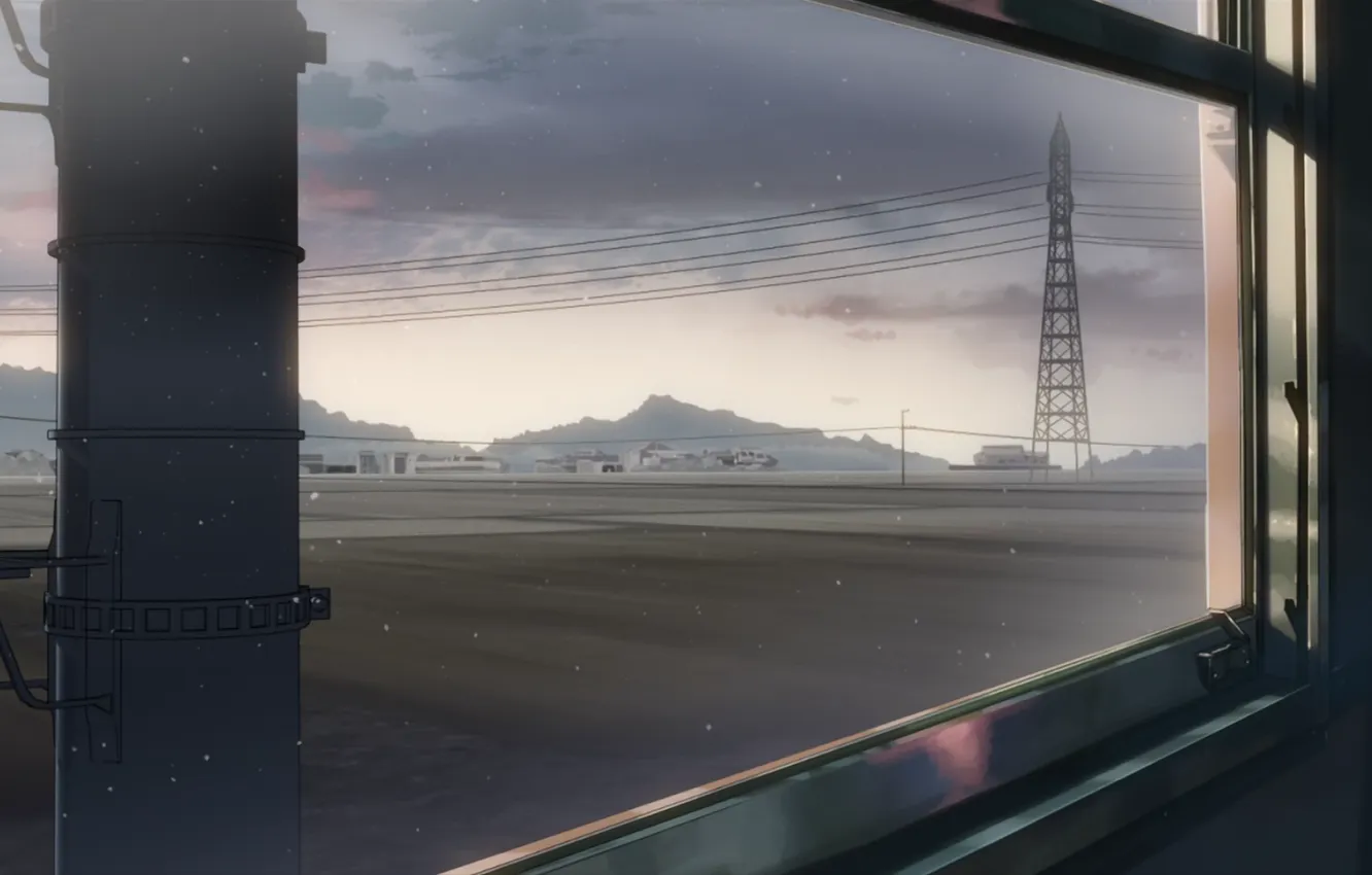 Photo wallpaper train, anime, window, art, the view from the window