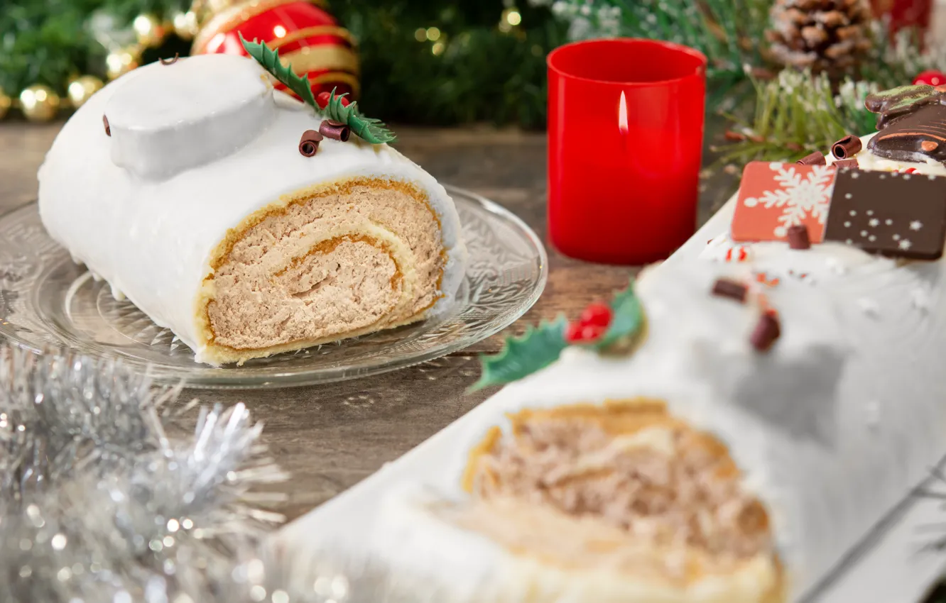Photo wallpaper new year, cake, dessert, roll