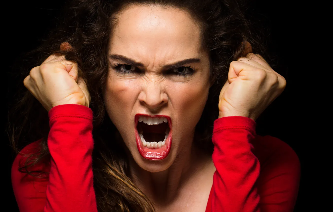 Photo wallpaper woman, scream, anger