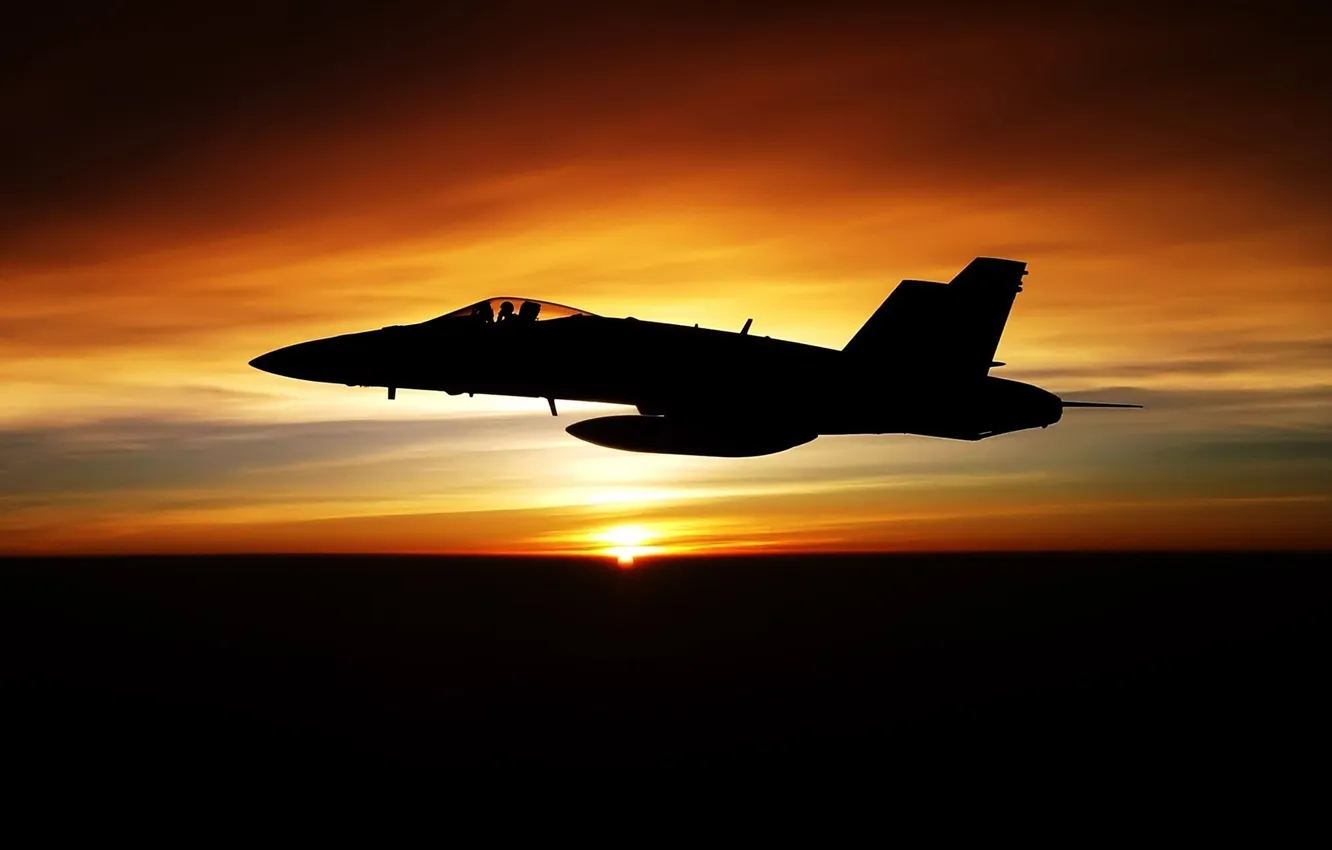 Photo wallpaper sunset, Aviation, FA-18F