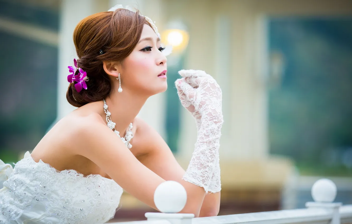 Photo wallpaper girl, Asian, the bride