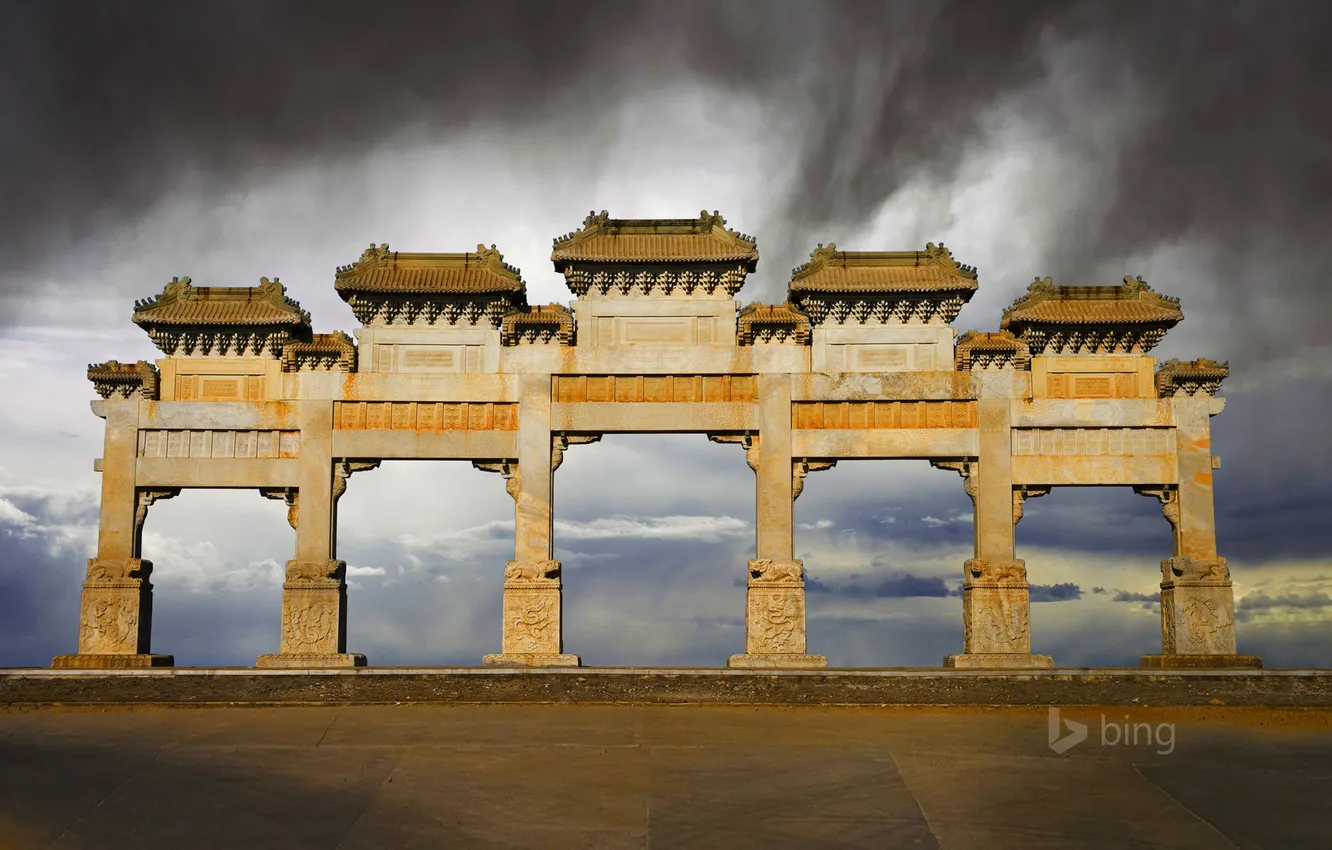 Photo wallpaper the sky, clouds, China, architecture, Hebei province, tomb Qing