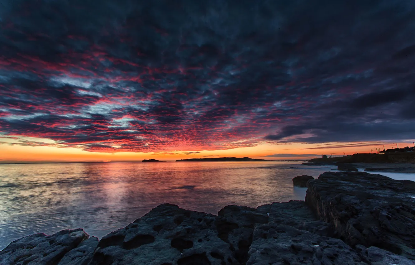 Photo wallpaper sea, sunset, clouds, the evening, Bay