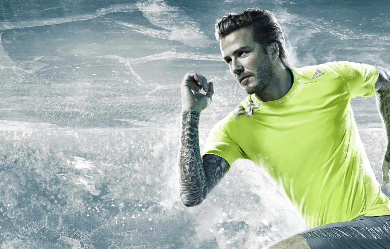 Photo wallpaper ice, water, speed, running, hairstyle, beckham, tattoo, ice