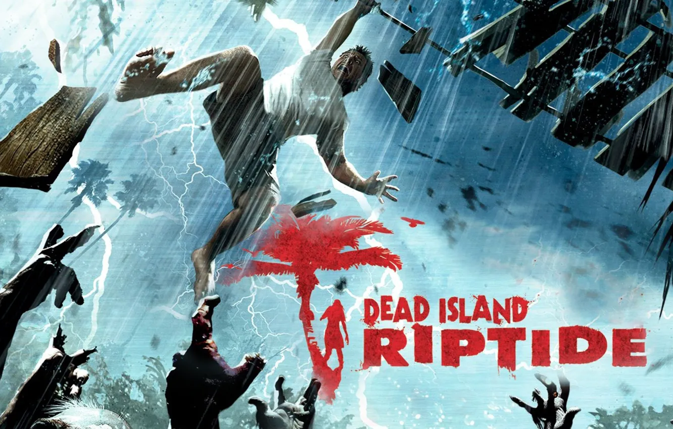 Photo wallpaper zombie, blood, game, island, man, tatoo, Dead Island, Uzi