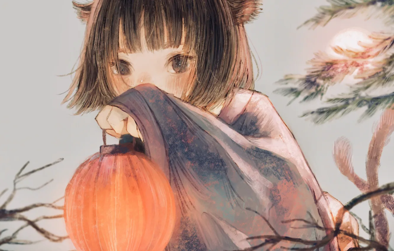 Photo wallpaper lights, girl, ears