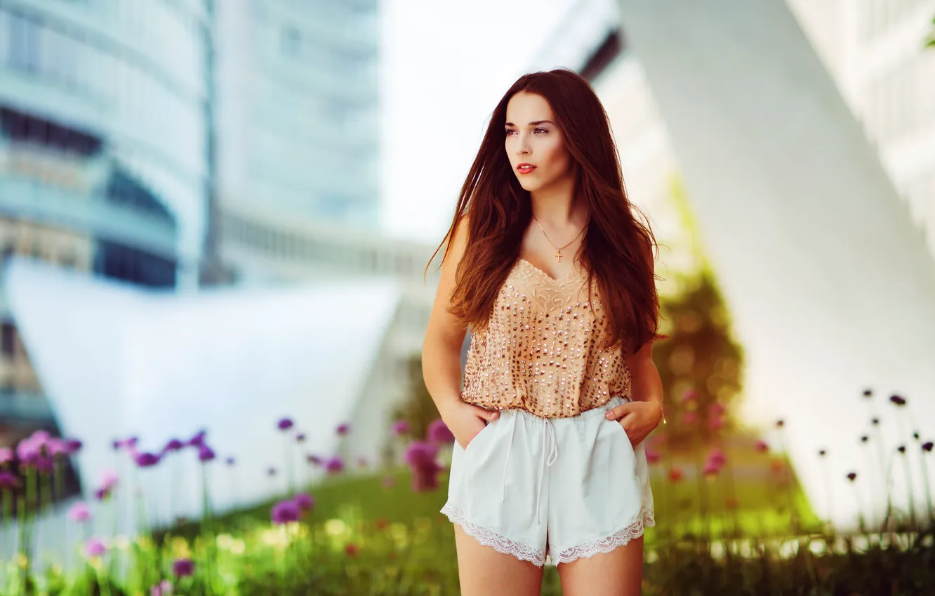 Photo wallpaper girl, face, style, background, hair