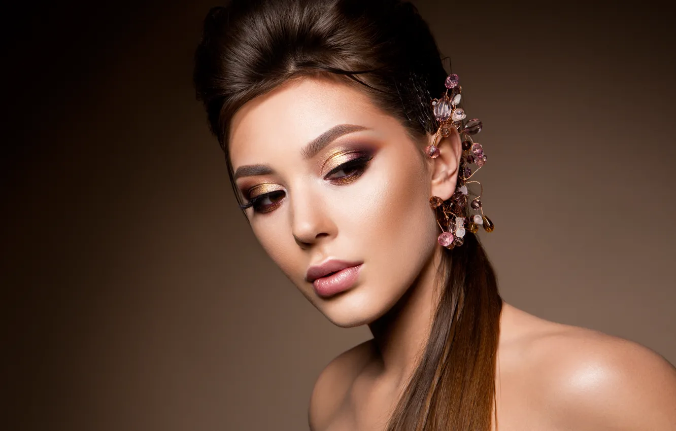 Photo wallpaper girl, decoration, makeup, hairstyle, Korabkova