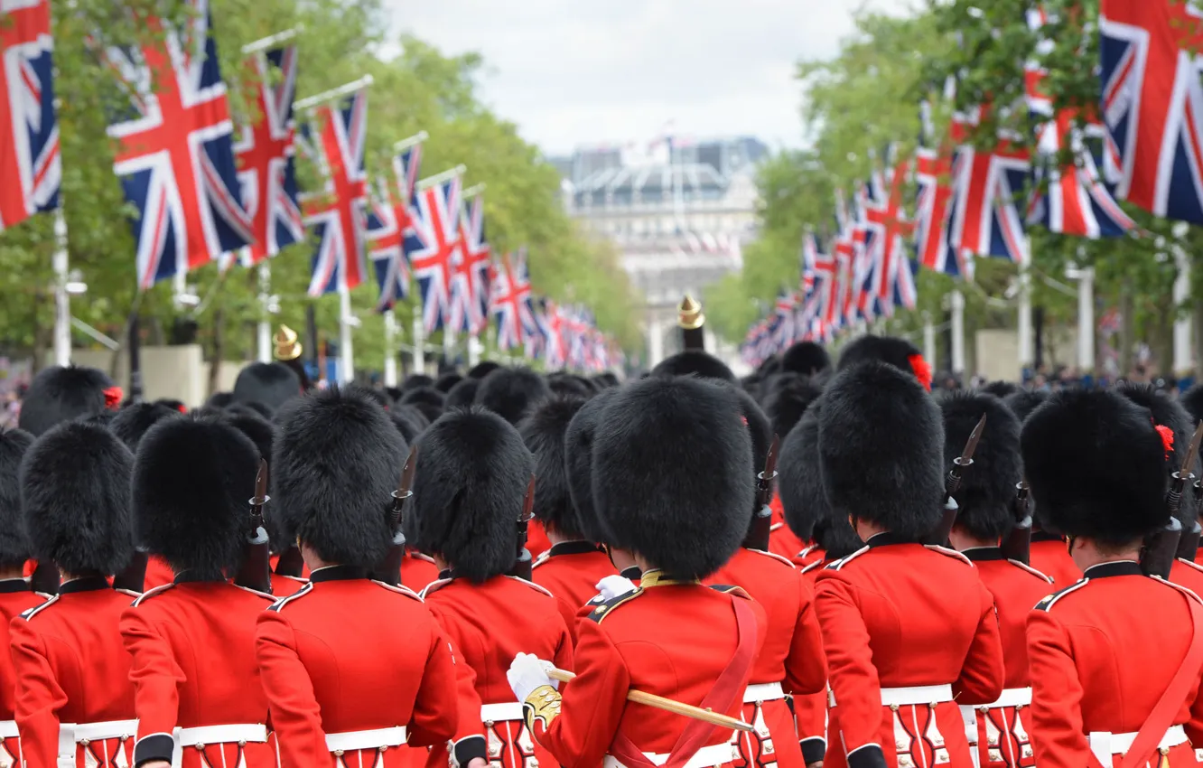 Photo wallpaper hat, England, London, guard, Buckingham Palace